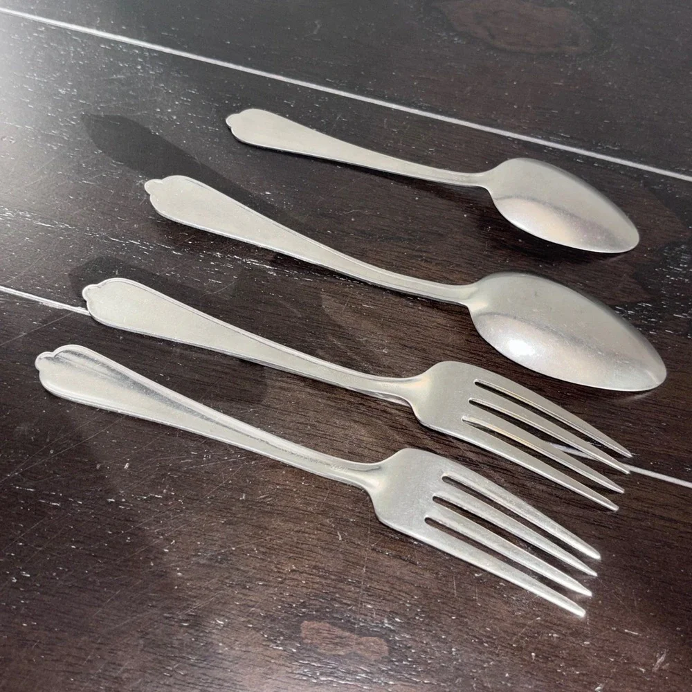 NS Co‎ 18-8 Stainless Steel Flatware Set | NST23 | 4pc 2 Forks 2 Spoons